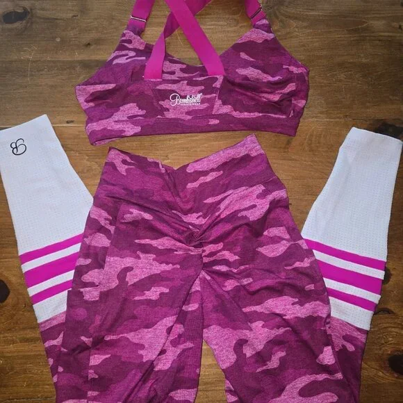 Bombshell Sportswear Pink Camo Set - size small EUC!!! - Picture 2 of 6